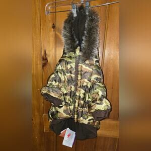 Camouflage Fur-Trimmed Winter Jacket for your fur baby- dog